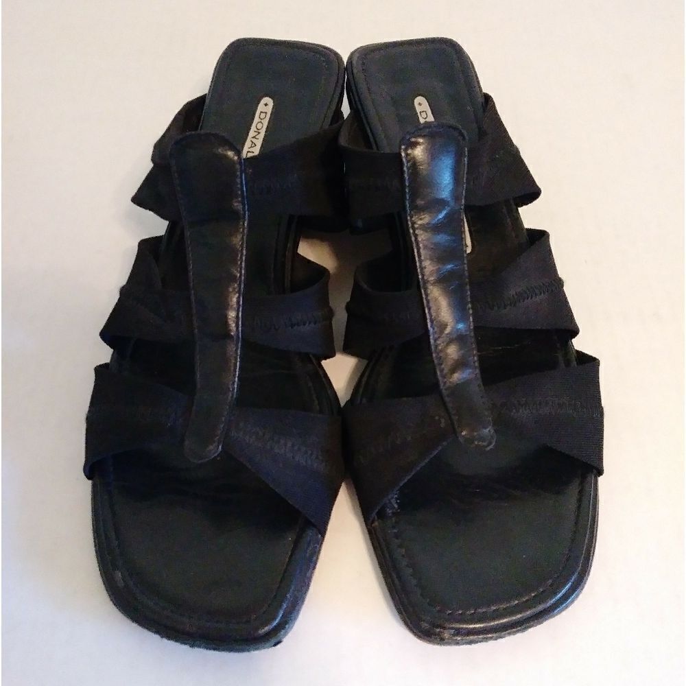 Donald J. Pliner Den Black Mesh Heeled Sandals - Picture 2 of 10